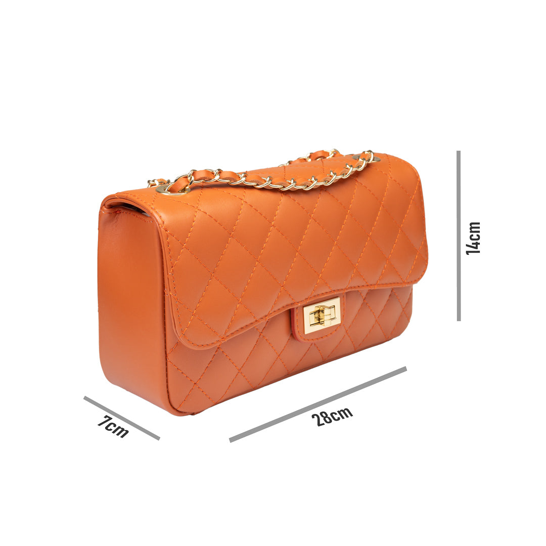 Bolso de mujer de piel natural naranja Aida