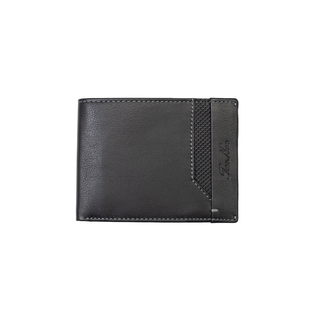 Billetera de cuero genuino negro para hombre - línea Vox, protección RFID