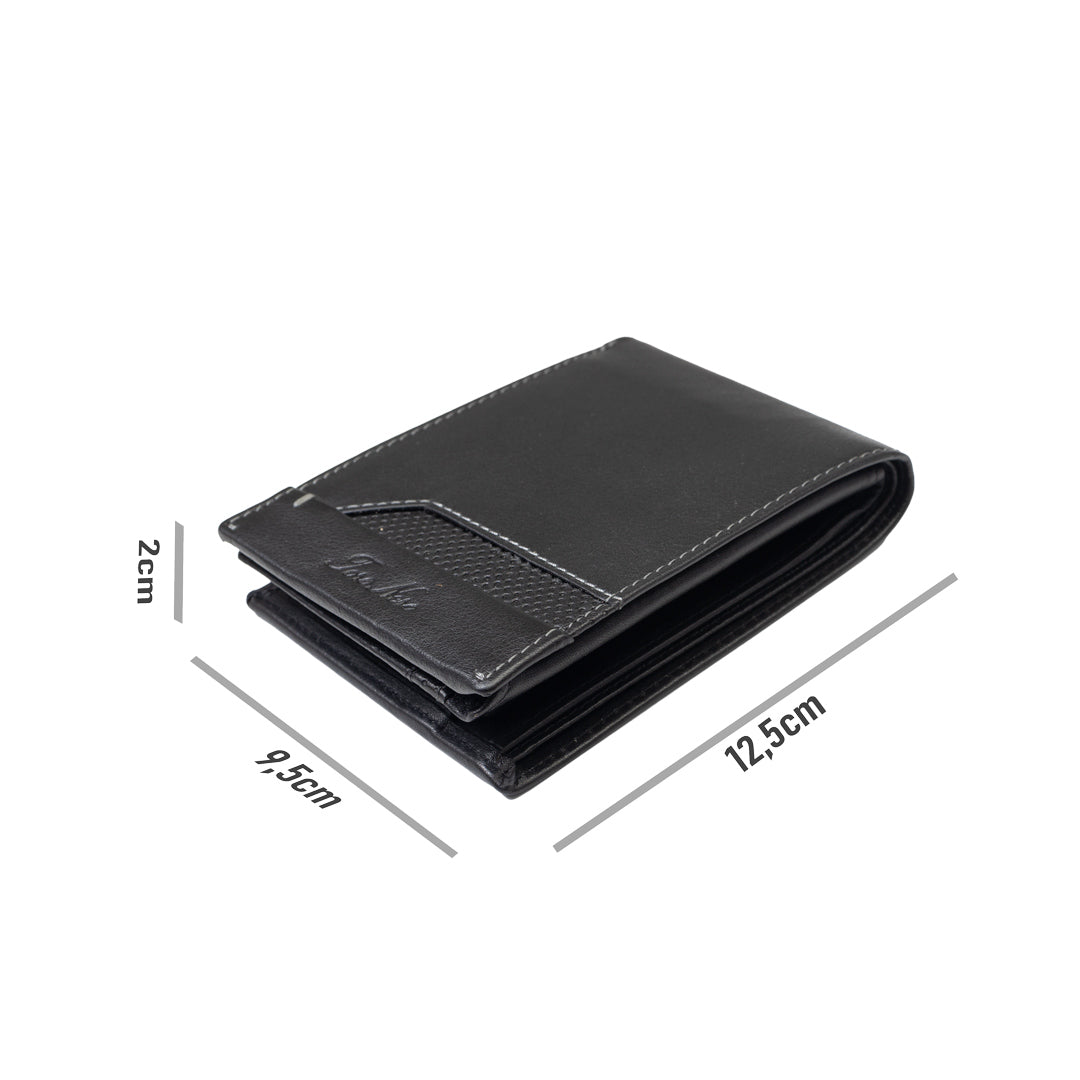 Billetera de cuero genuino negro para hombre - línea Vox, protección RFID