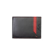 Billetera de cuero genuino negro-rojo Vox para hombre, protección RFID