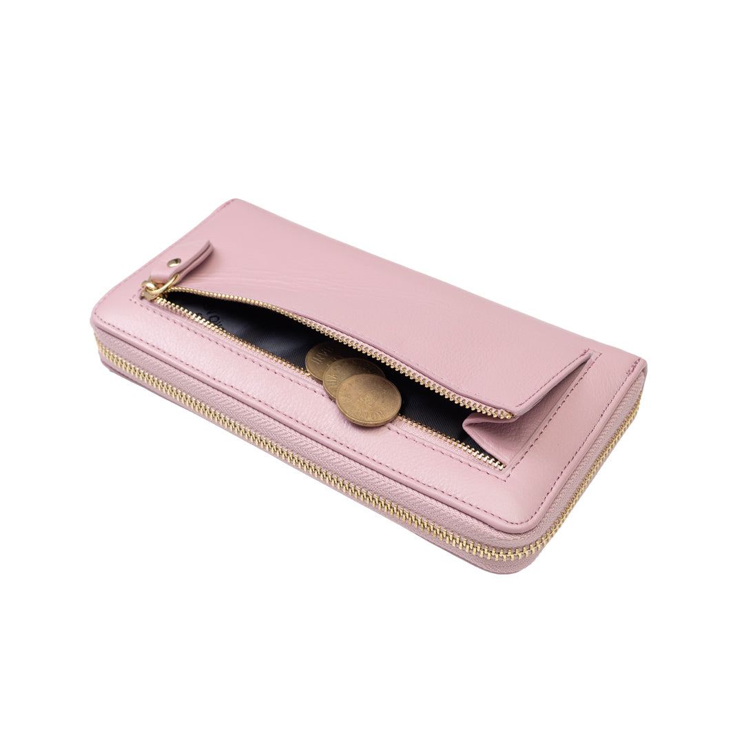 Cartera de mujer de piel natural lila - Arya
