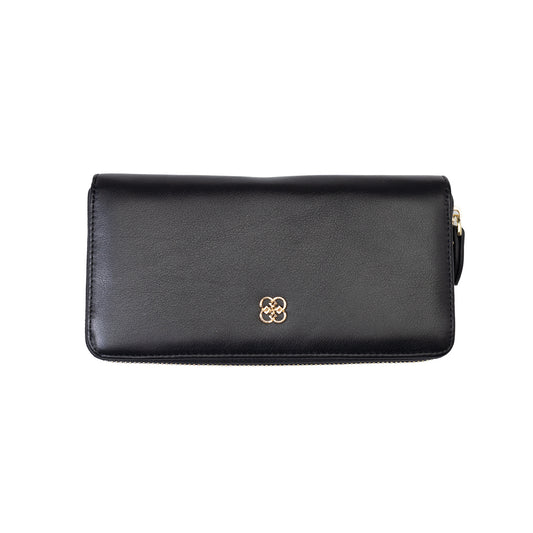 Cartera de mujer de piel natural negra - detalle Arya