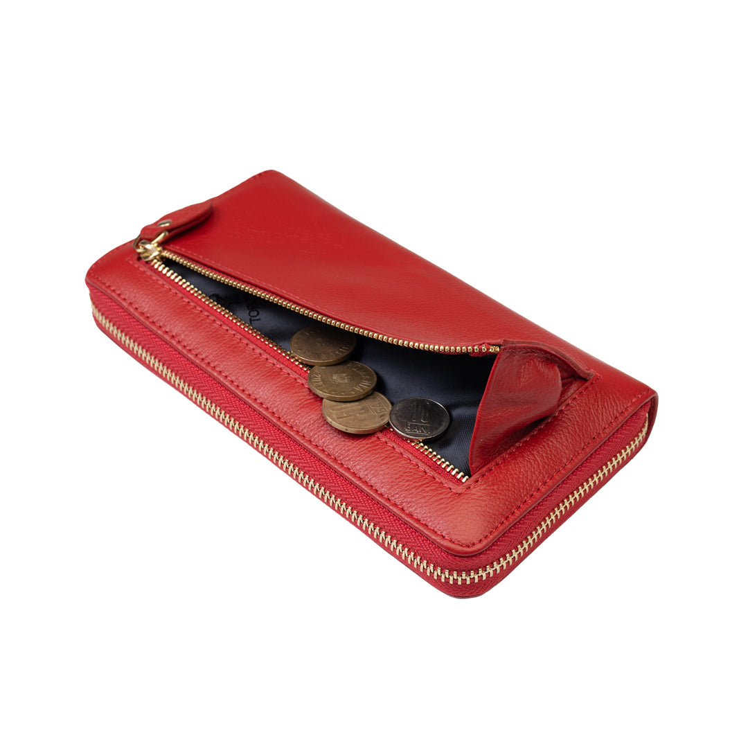 Cartera de mujer de piel natural roja - Arya
