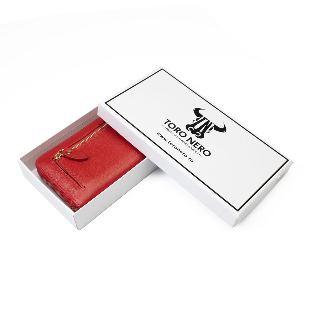 Cartera de mujer de piel natural roja - Arya
